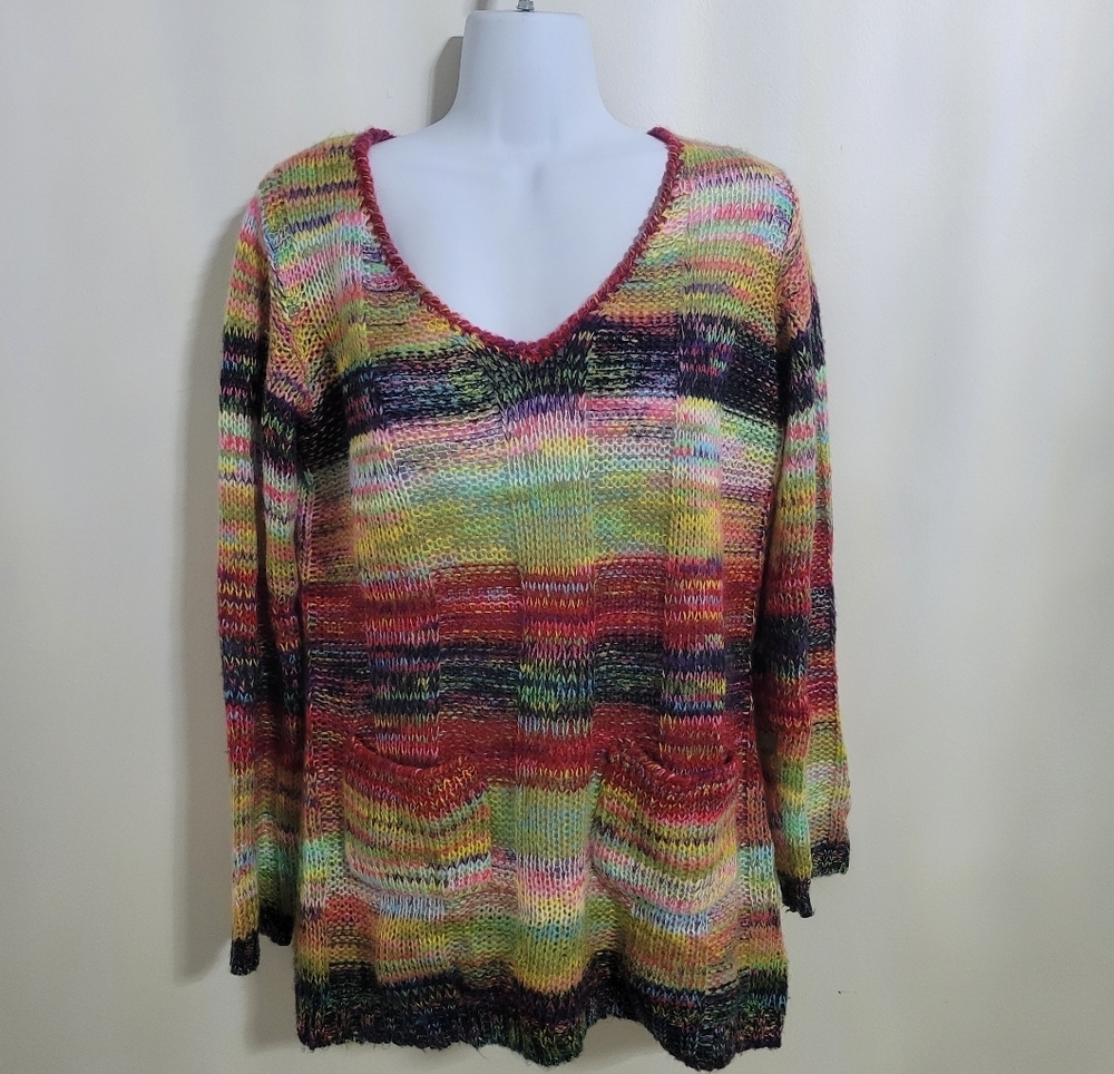 Canyon River Blues Multicolored Rainbow Knit Cardigan Size L
